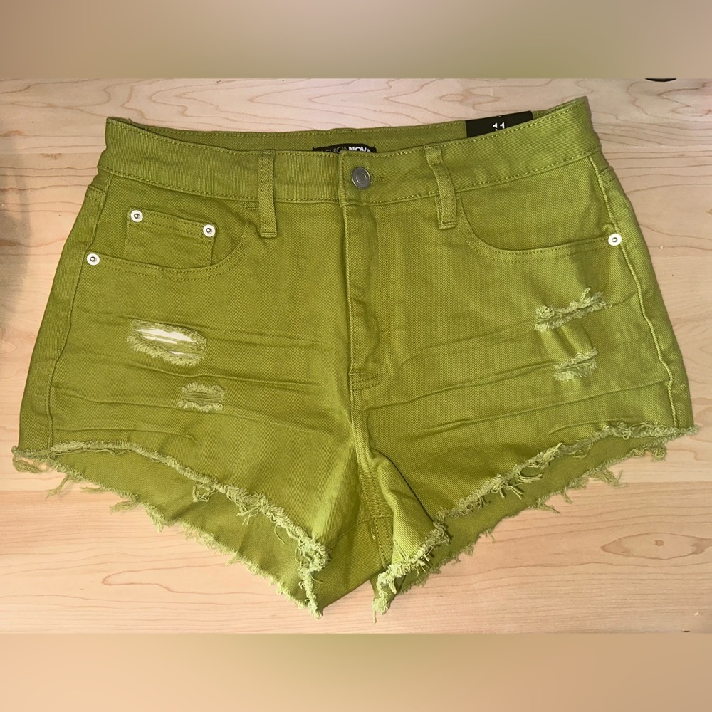 Cancun Cut Off Denim Shorts - Green (Fashion Nova)